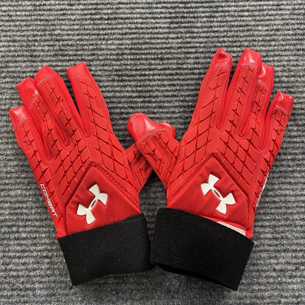 Under Armour NCAA UMD Team Combat FF Red /‎ White X- Large Football Gloves New